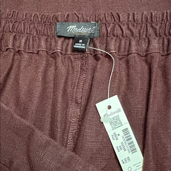 Madewell women’s The Easy Pull-On Pant 100% Linen brown Size M NWT - Picture 8 of 10